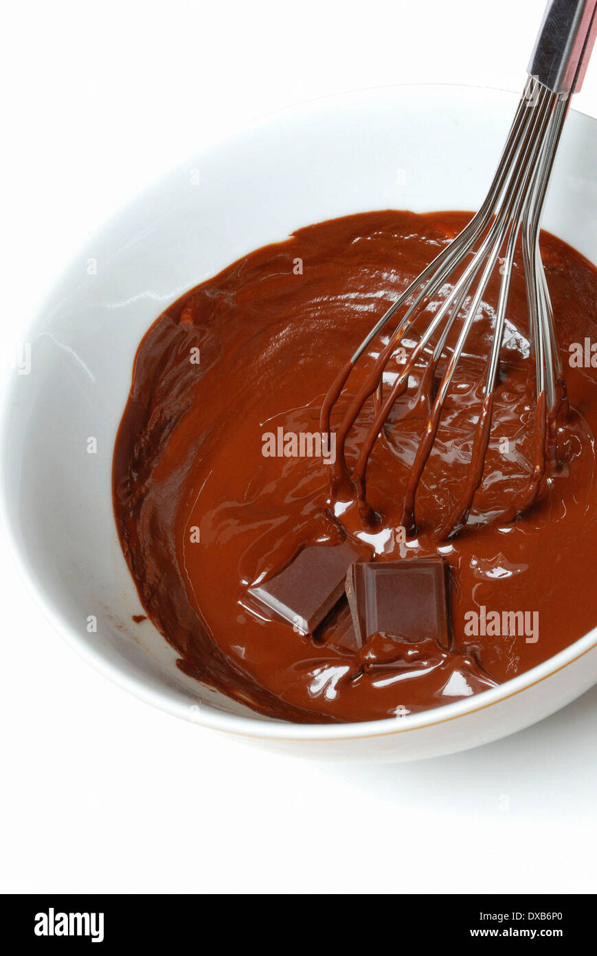 Geschmolzene dunkle Schokolade Stockfoto