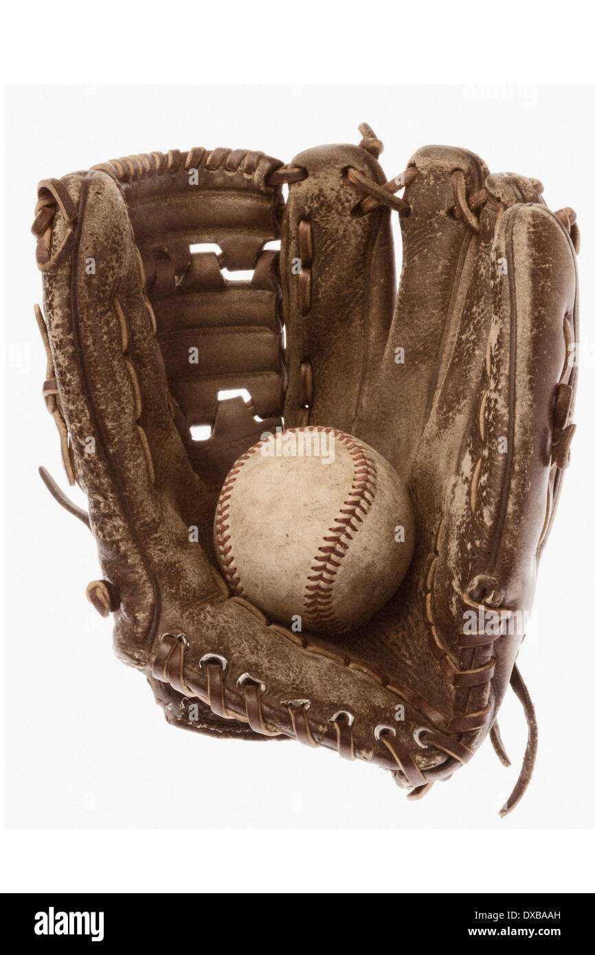 Baseball-Handschuh und Ball-Still-Leben Stockfoto