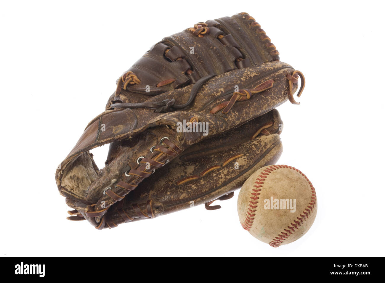 Baseball-Handschuh und Ball-Still-Leben Stockfoto
