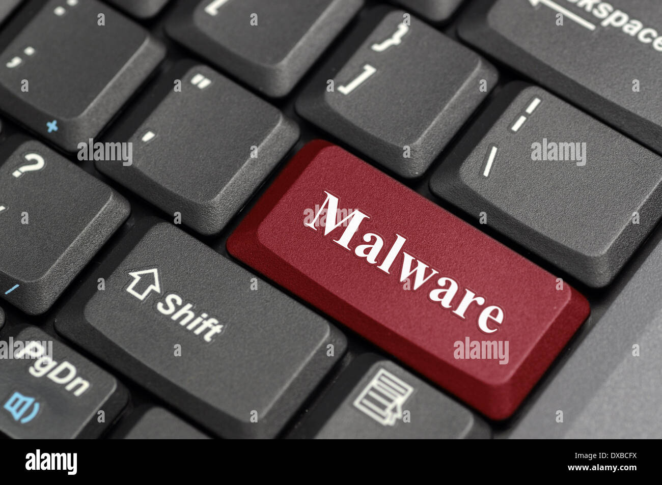Malware-Taste auf der Tastatur Stockfoto