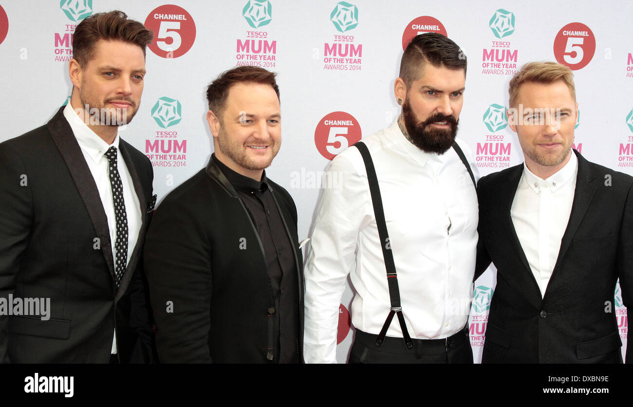 London, UK, 23. März 2014 Ronan Keating von Boyzone und Mikey Graham, Keith Duffy und Shane Lynch besuchen die Tesco Mum of the Year Award in The Savoy Hotel Credit: MRP/Alamy Live News Stockfoto