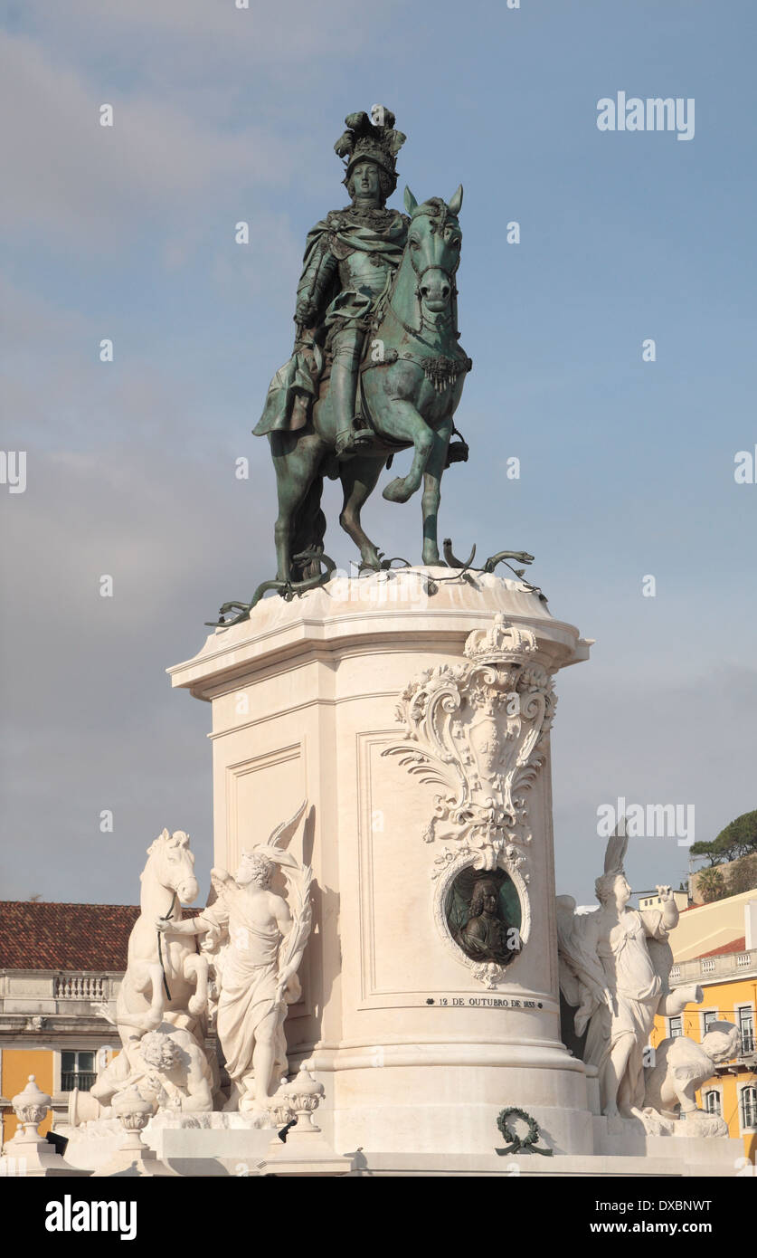 Statue von König José I, Praça Do Comércio, Lissabon, Portugal. Stockfoto