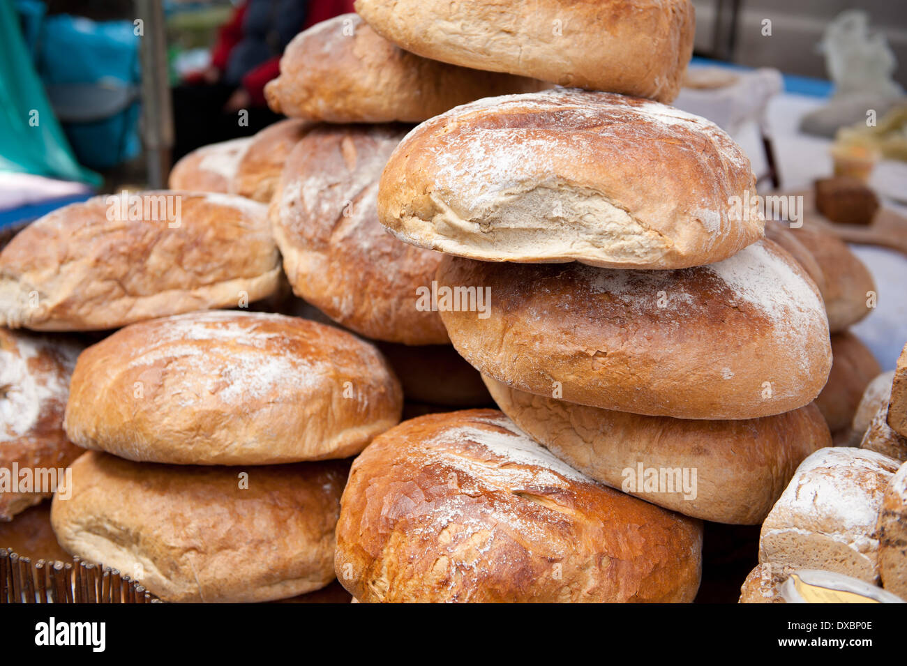 verschiedene Brote beim Festival Welt Brotsorten Stockfoto