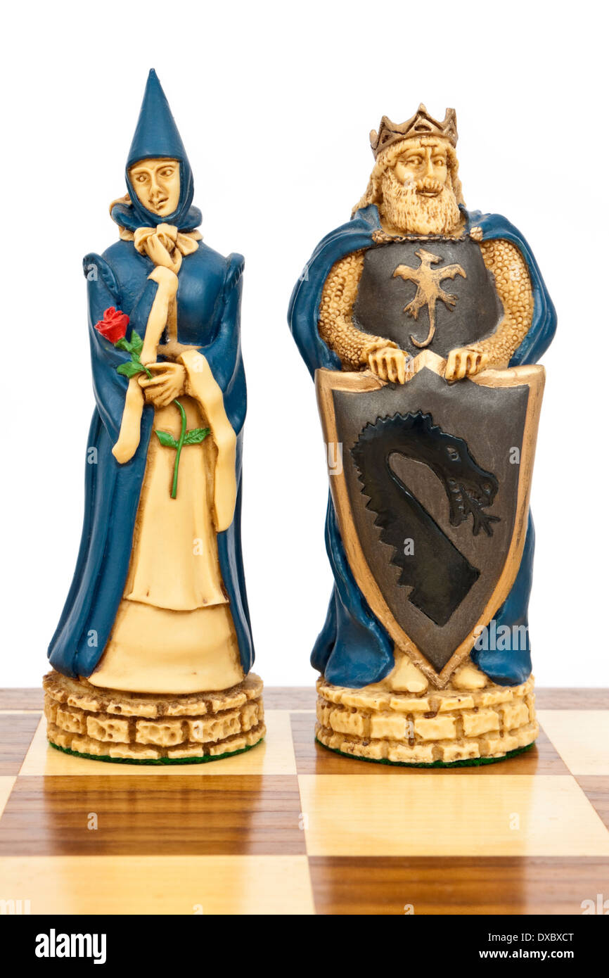 Luxus "King Arthur und Königin Guinevere" unter dem Motto Schachspiel von Kenner Games Stockfoto