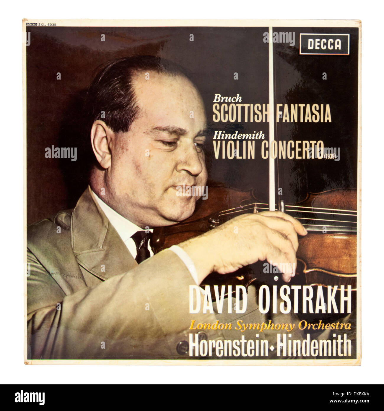 Decca SXL 6035 - David Oistrakh mit London Symphony Orchestra spielen Bruch (schottische Fantasia) und Hindemith (Violinkonzert) Stockfoto