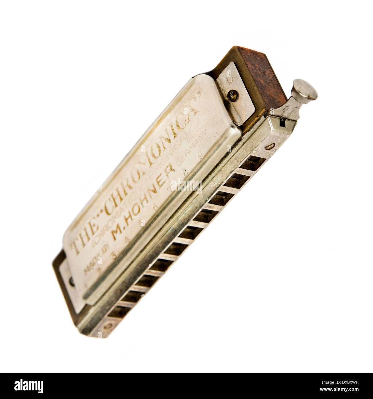 Vintage deutsche chromatische Mundharmonika "The chromatischen" von M. Hohner Stockfoto