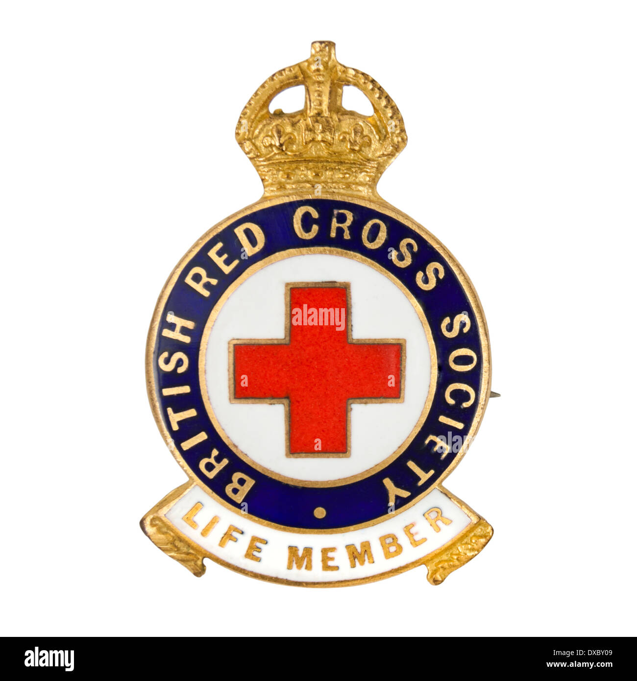 Vintage britische Rotkreuz-Gesellschaft "Mitglied auf Lebenszeit" Emaille-Plakette Stockfoto