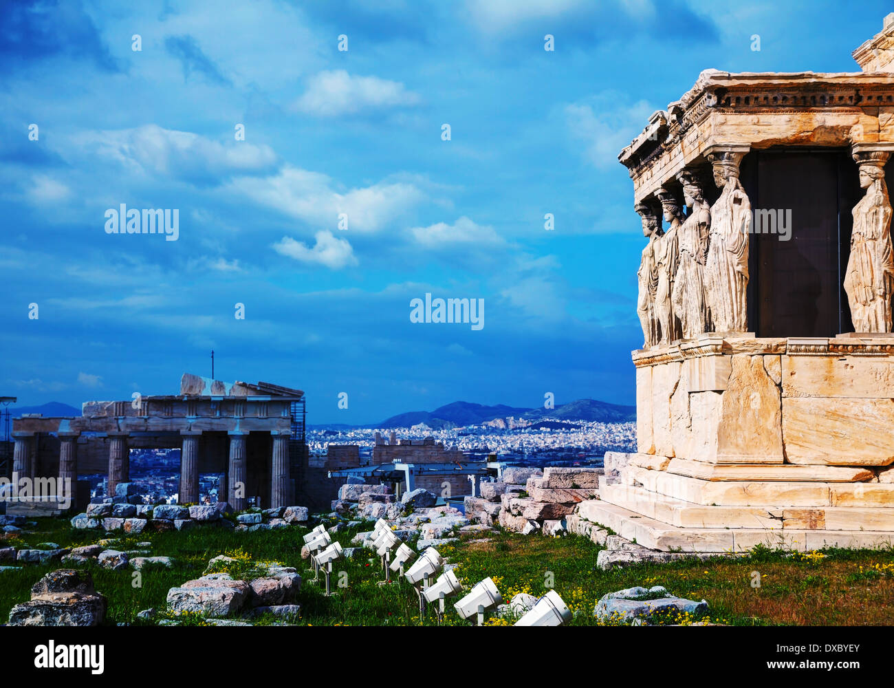 Der Veranda die Karyatiden auf Akropolis in Athen, Griechenland Stockfoto