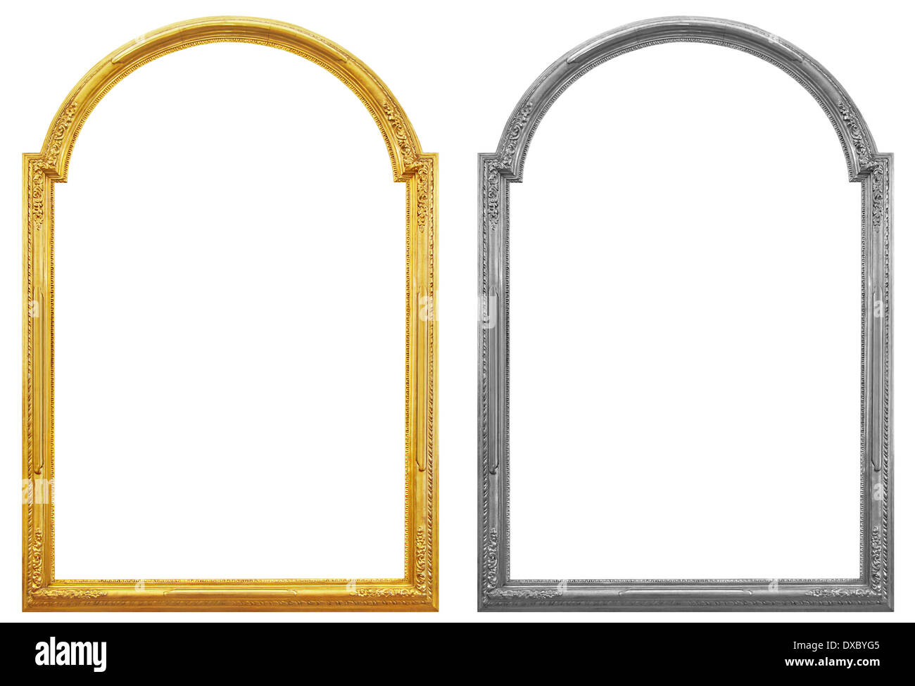 Alten vergoldet und Silber Rahmen Holzrahmen für Spiegel und Wandteppiche Stockfoto