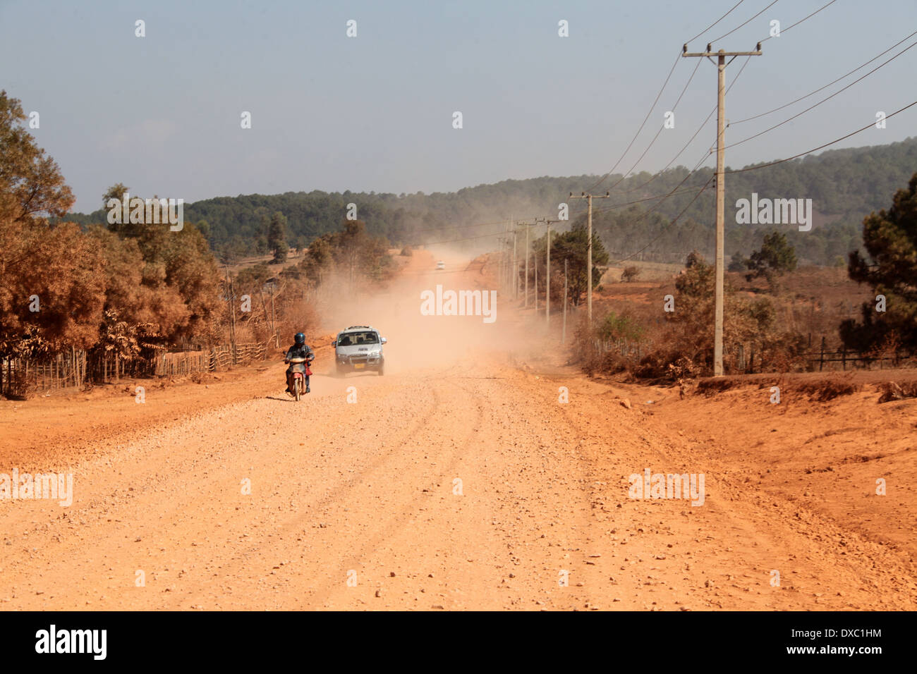 Weg zum Plain of Jars in Phonsavan in Laos Stockfoto