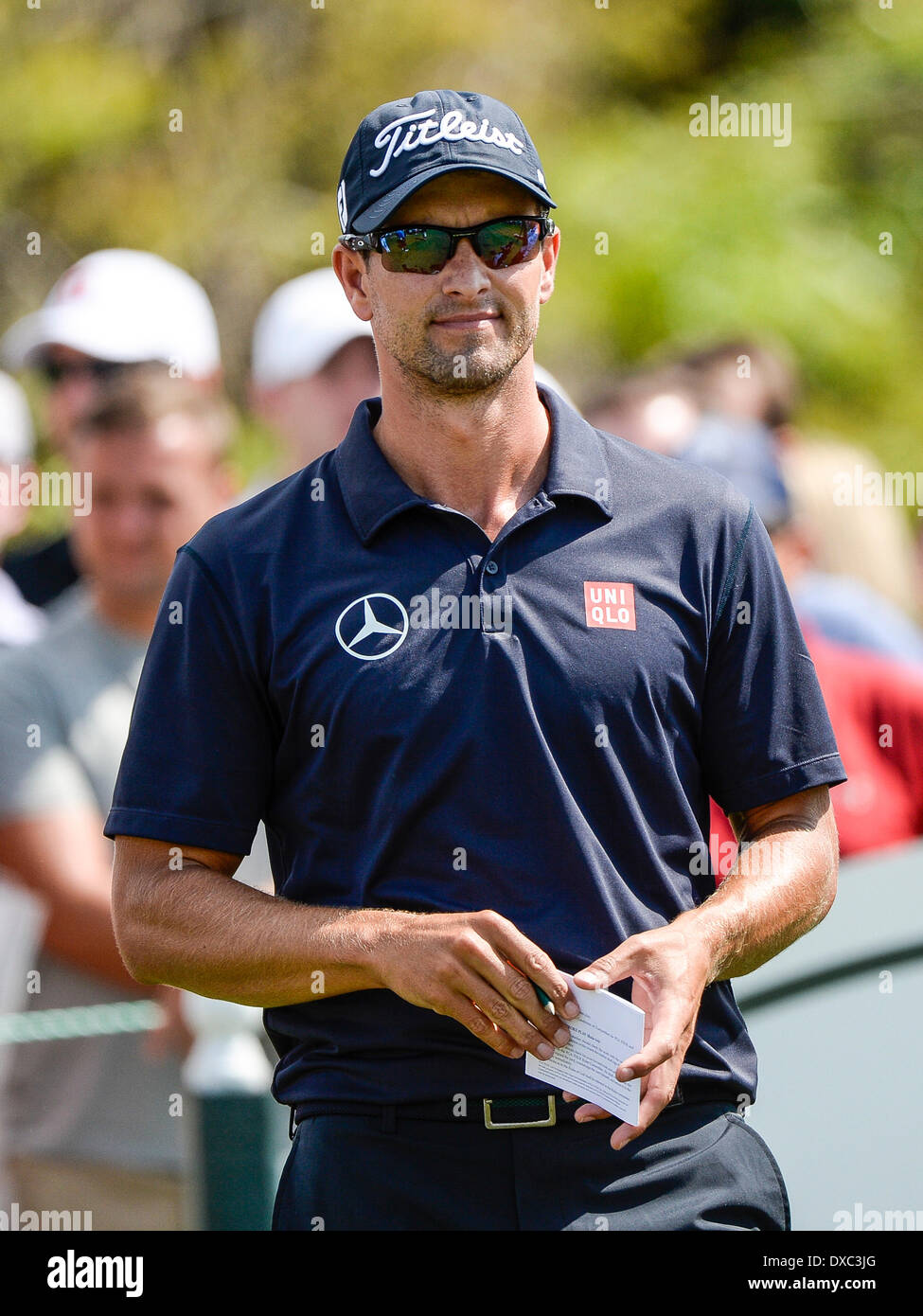 Orlando, Florida, USA. 23. März 2014.  Adam Scott #7 Abschlag während letzte Runde Golf Aktion der Arnold Palmer Invitational präsentiert von Mastercard an Arnold Palmer Bay Hill Club & Lodge in Orlando, FL Kredit statt: Cal Sport Media/Alamy Live News Stockfoto