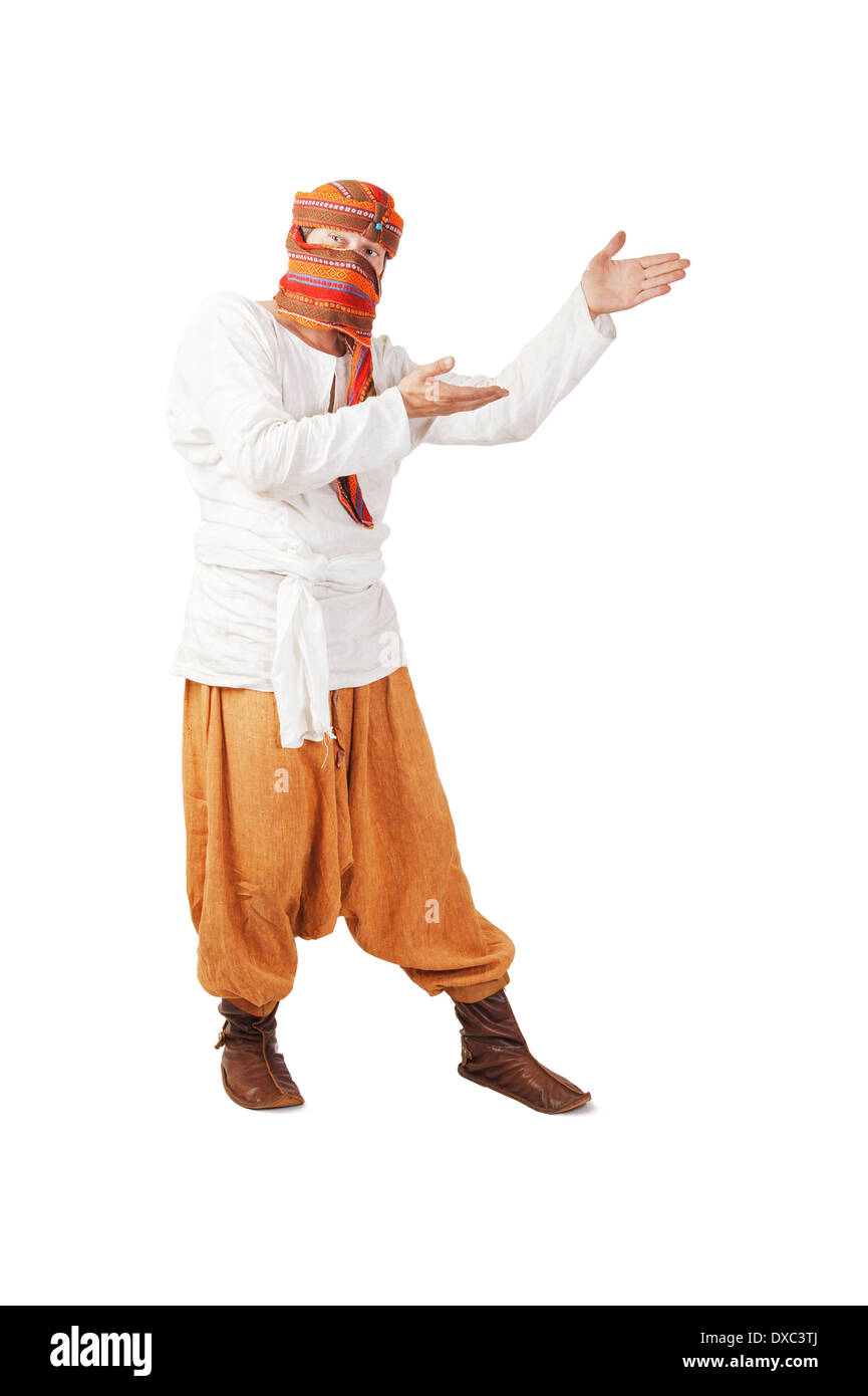 Orient Bauer tragen in nationale Kleidung isoliert Stockfoto