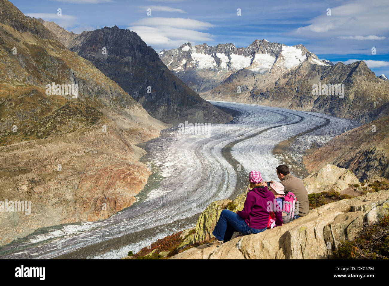 Aletschgletscher, Valais, Schweizer Alpen, Schweiz, Europa Stockfoto