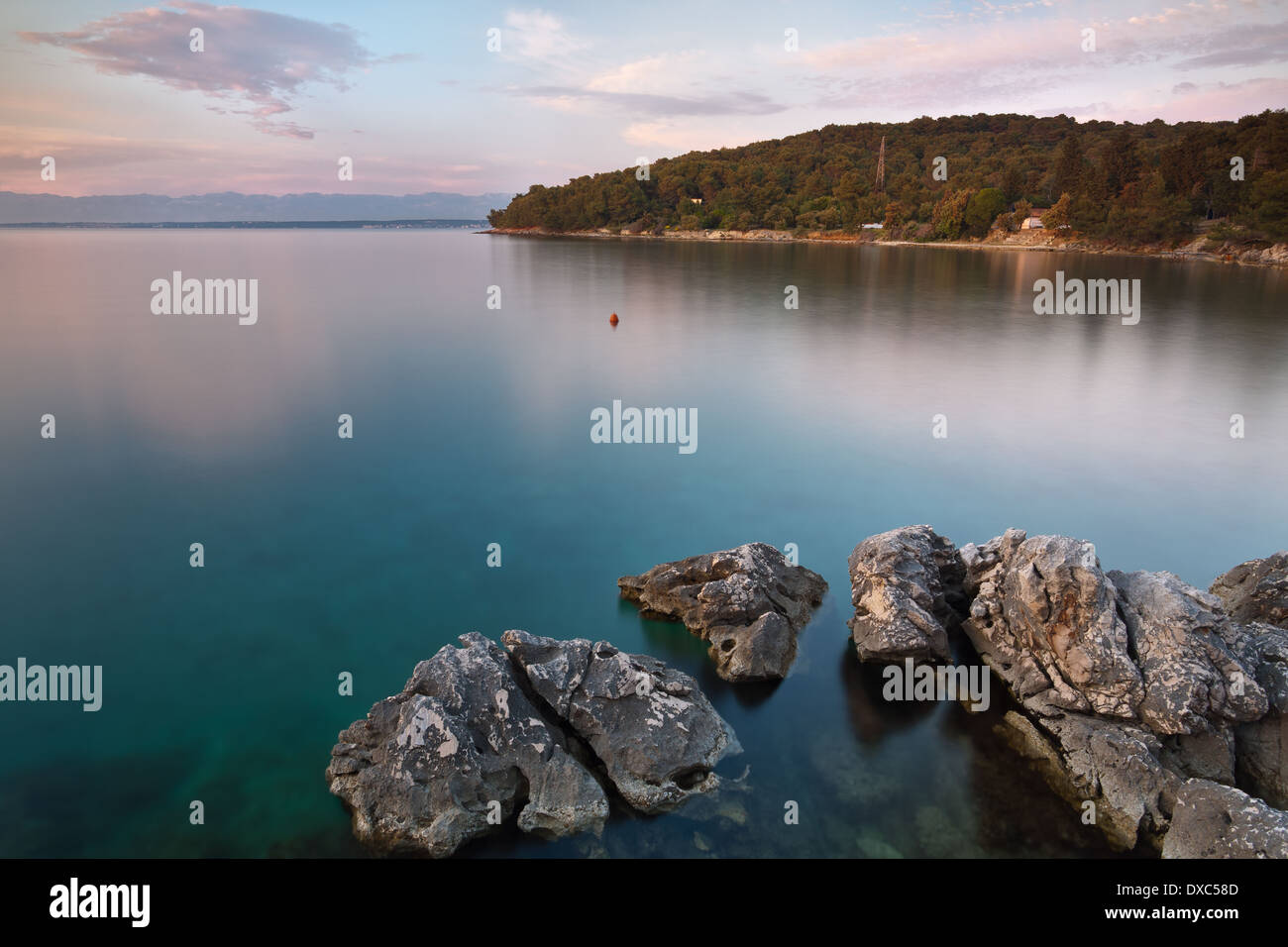 Bucht Cinta im Sonnenuntergang, Insel Ugljan, Dalmatien, Kroatien Stockfoto