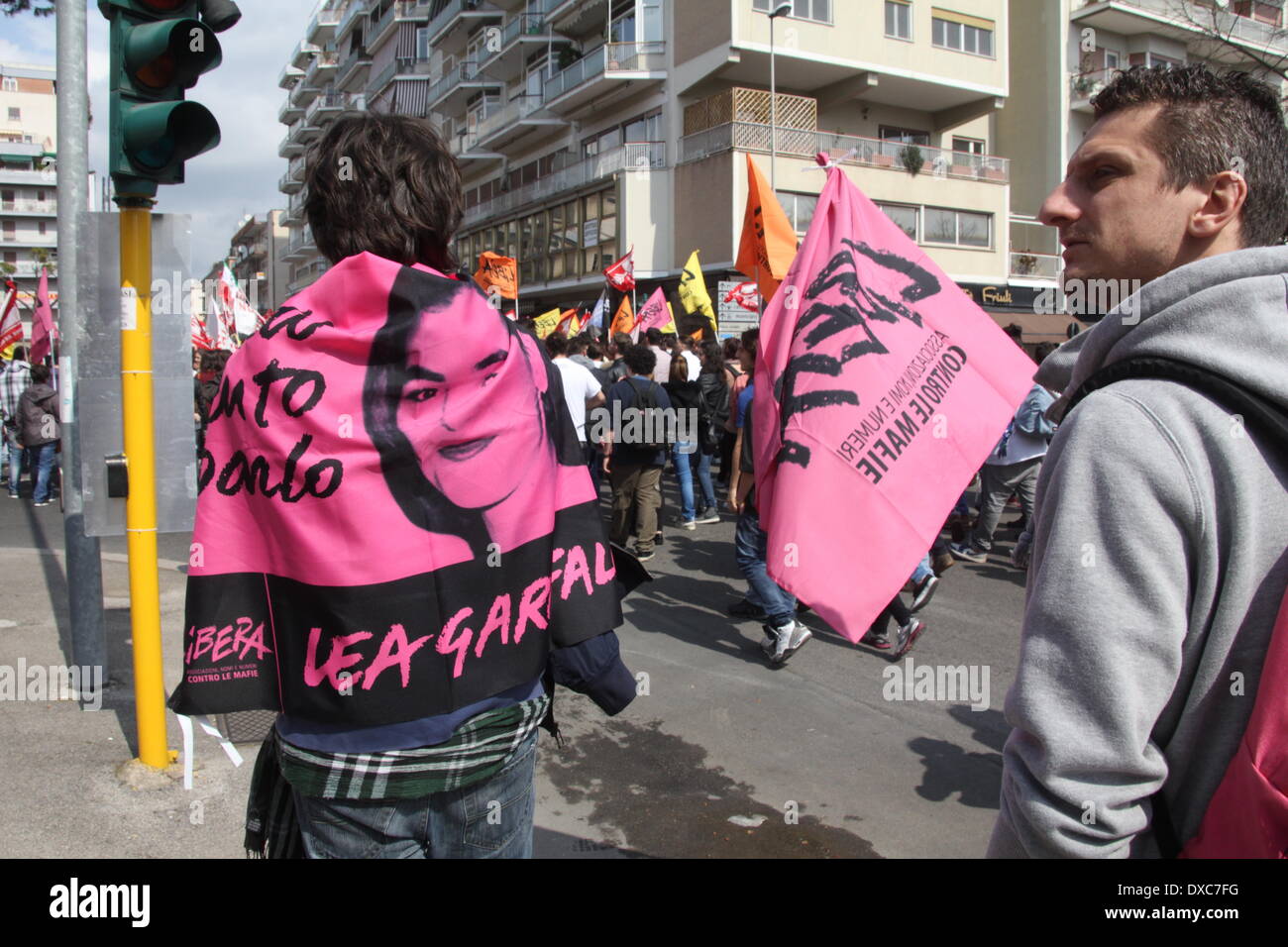 Latina, Italien. 22. März 2014.  Libera Day von Erinnerung und Verpflichtung zum Gedenken an alle Opfer der Mafia, Latina, Italien. © Gari Wyn Williams / Alamy Live News Stockfoto