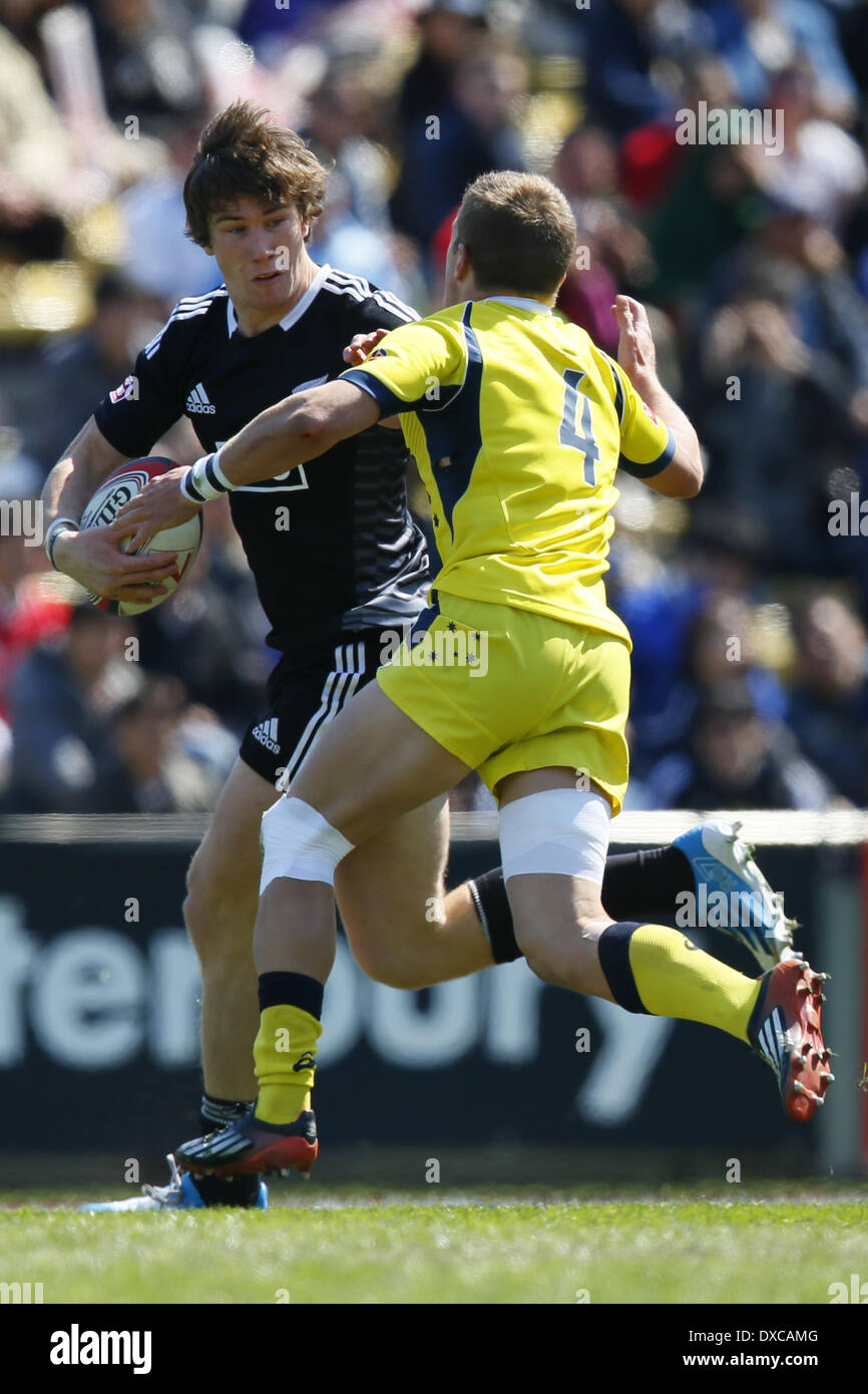 Tokio, Japan. 23. März 2014. Sam Dickson (New Zealand) Rugby: 2013 / 14 IRB Sevens World Series, Tokyo Sevens 2014 WM Viertelfinalspiel zwischen Neuseeland - Australien im Prinz Chichibu Memorial Stadium in Tokio, Japan. © AFLO SPORT/Alamy Live-Nachrichten Stockfoto