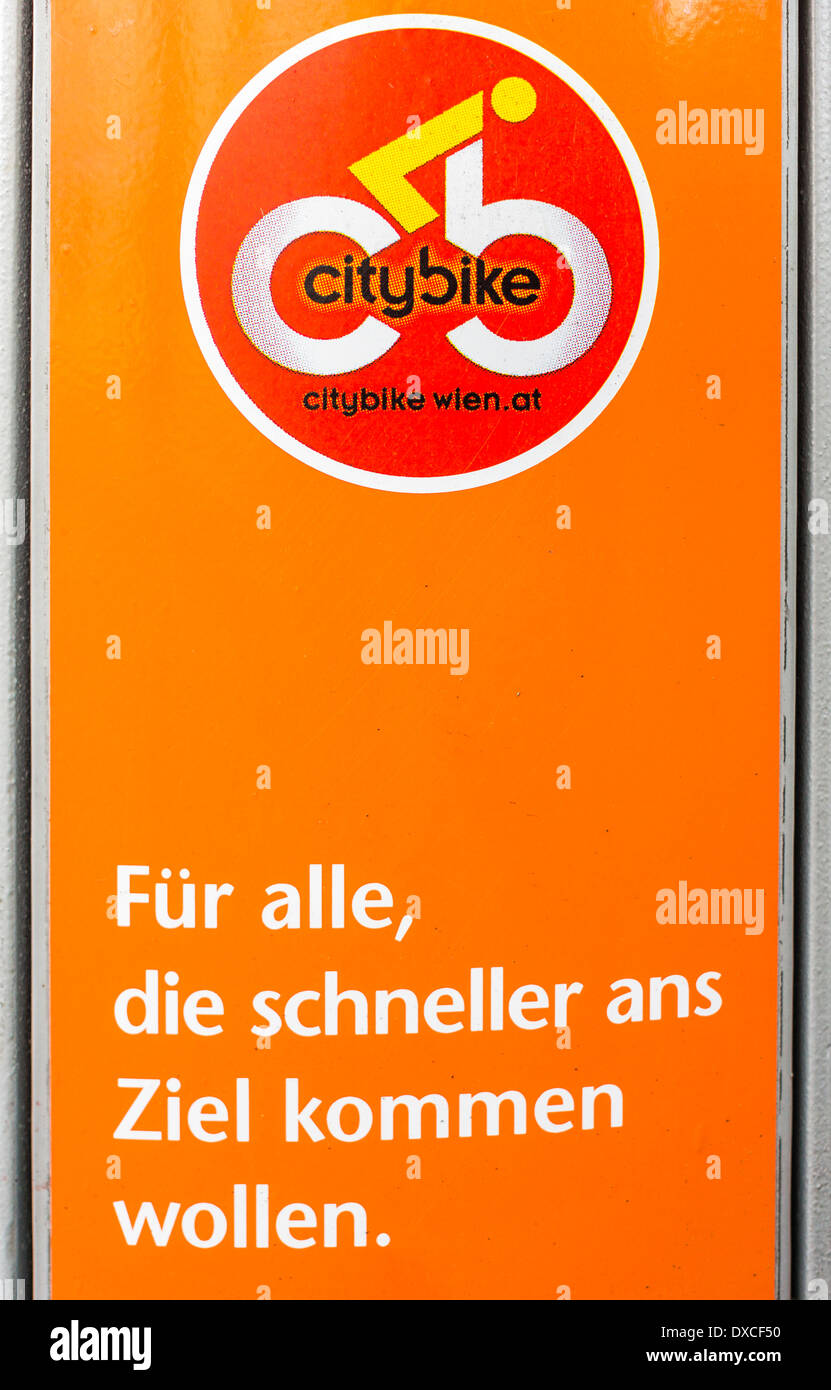 Plakat mit dem Logo der Wiener Fahrrad-sharing-System _citybike_, Wien, Österreich Stockfoto