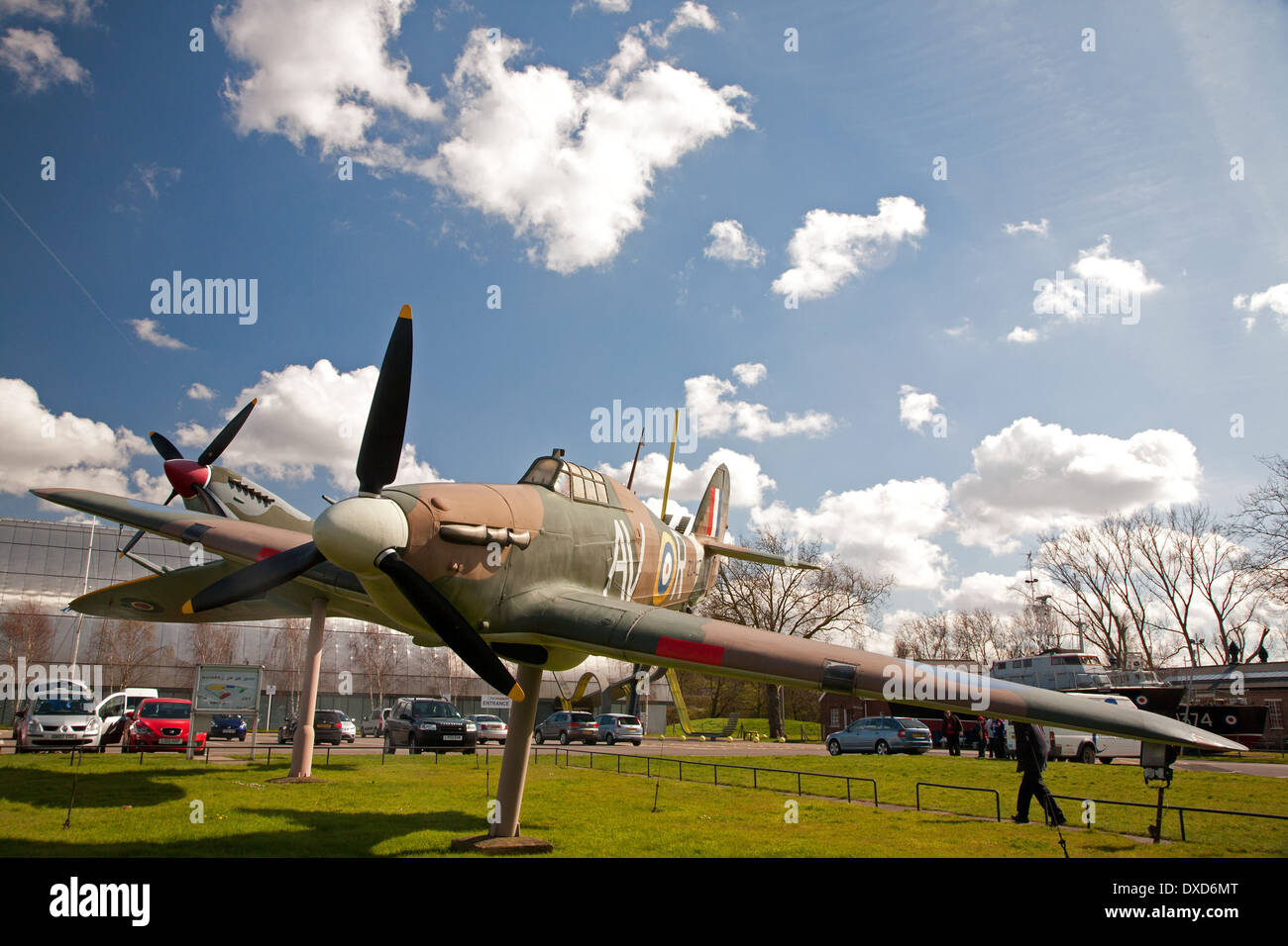 Modelle der Schlacht Flugzeuge bei der Royal Air Force Museum in London, Großbritannien Stockfoto