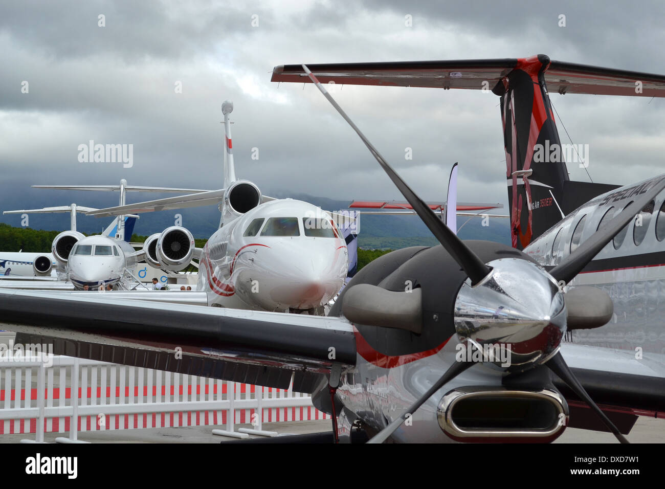 Business-Flugzeuge auf der statischen Park an der Ebace 2013 zeigen, Genf Stockfoto