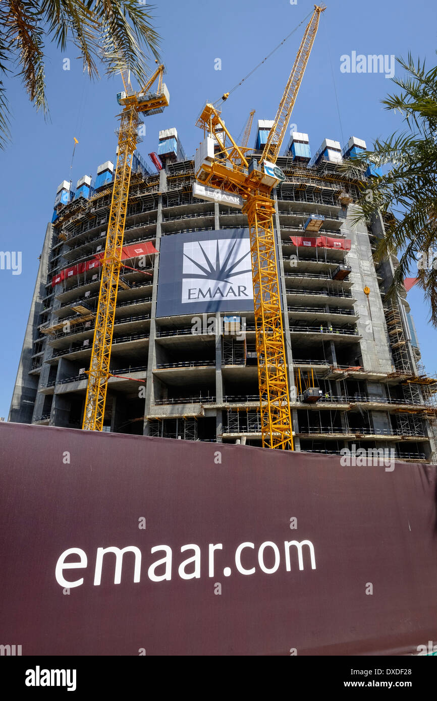 Bau des neuen Hochhaus von Bauträger Emaar in Downtown Dubai Vereinigte Arabische Emirate Stockfoto