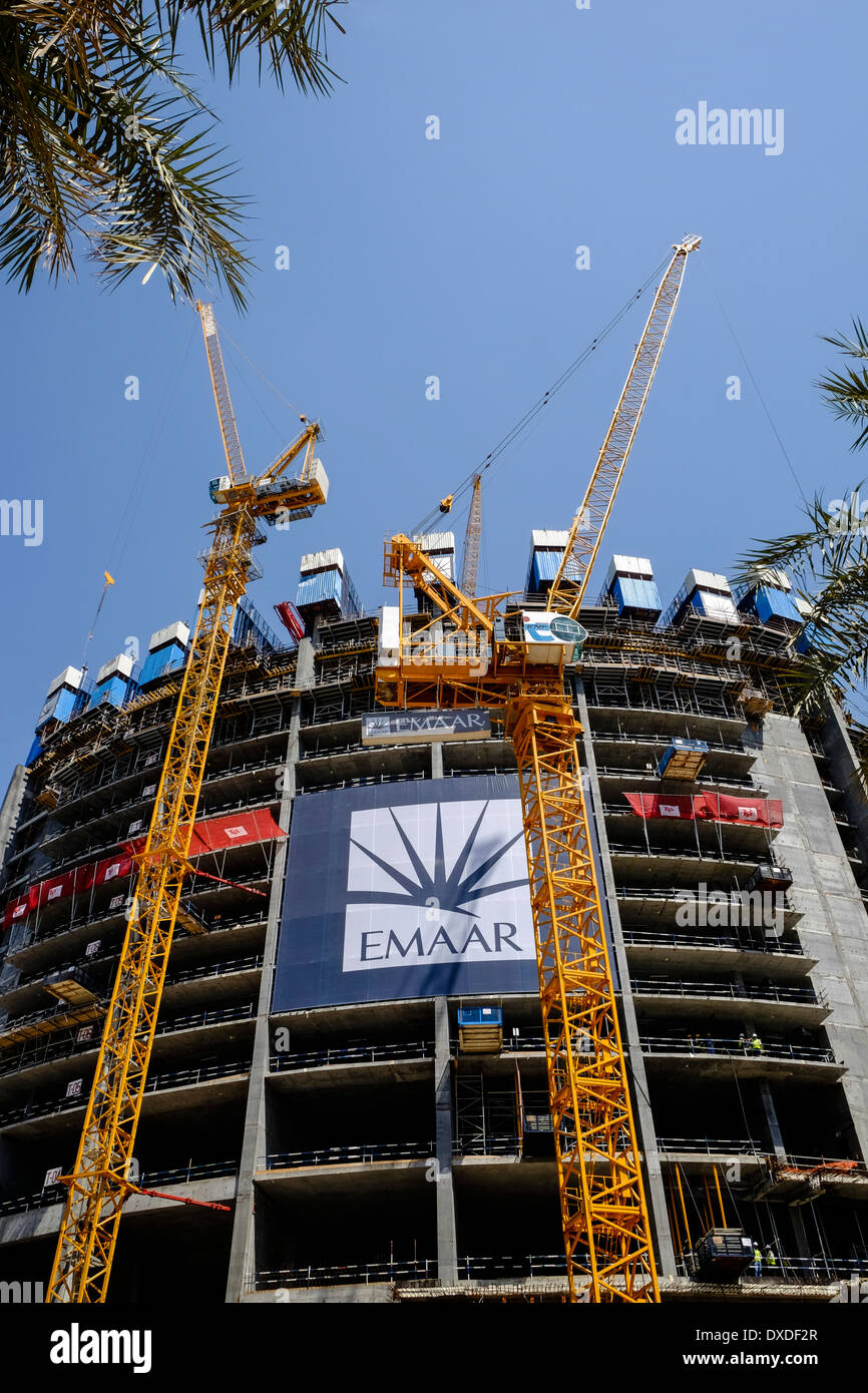 Bau des neuen Hochhaus von Bauträger Emaar in Downtown Dubai Vereinigte Arabische Emirate Stockfoto