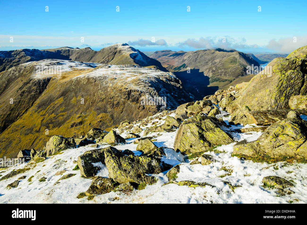 Nahe dem Gipfel des großen Giebel im Lake District auf Kirk fiel, Säule, Ennerdale und hohen Stile Stockfoto