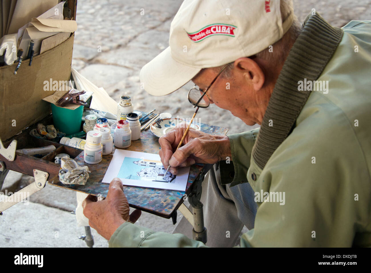 Künstler Malerei Miniaturen Alt-Havanna-Kuba Stockfoto