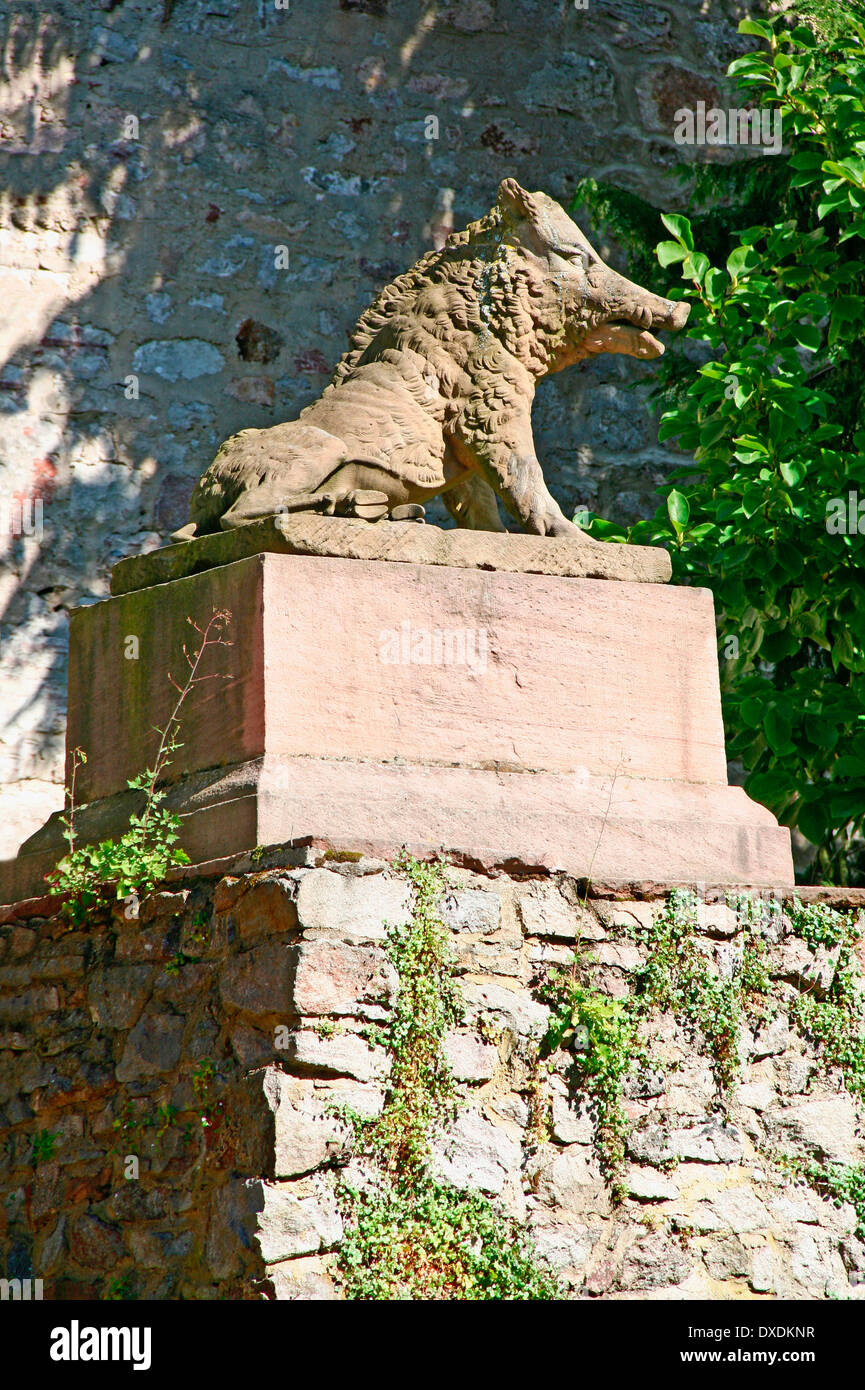 Wildschwein-Skulptur, Gernsbach Stockfoto