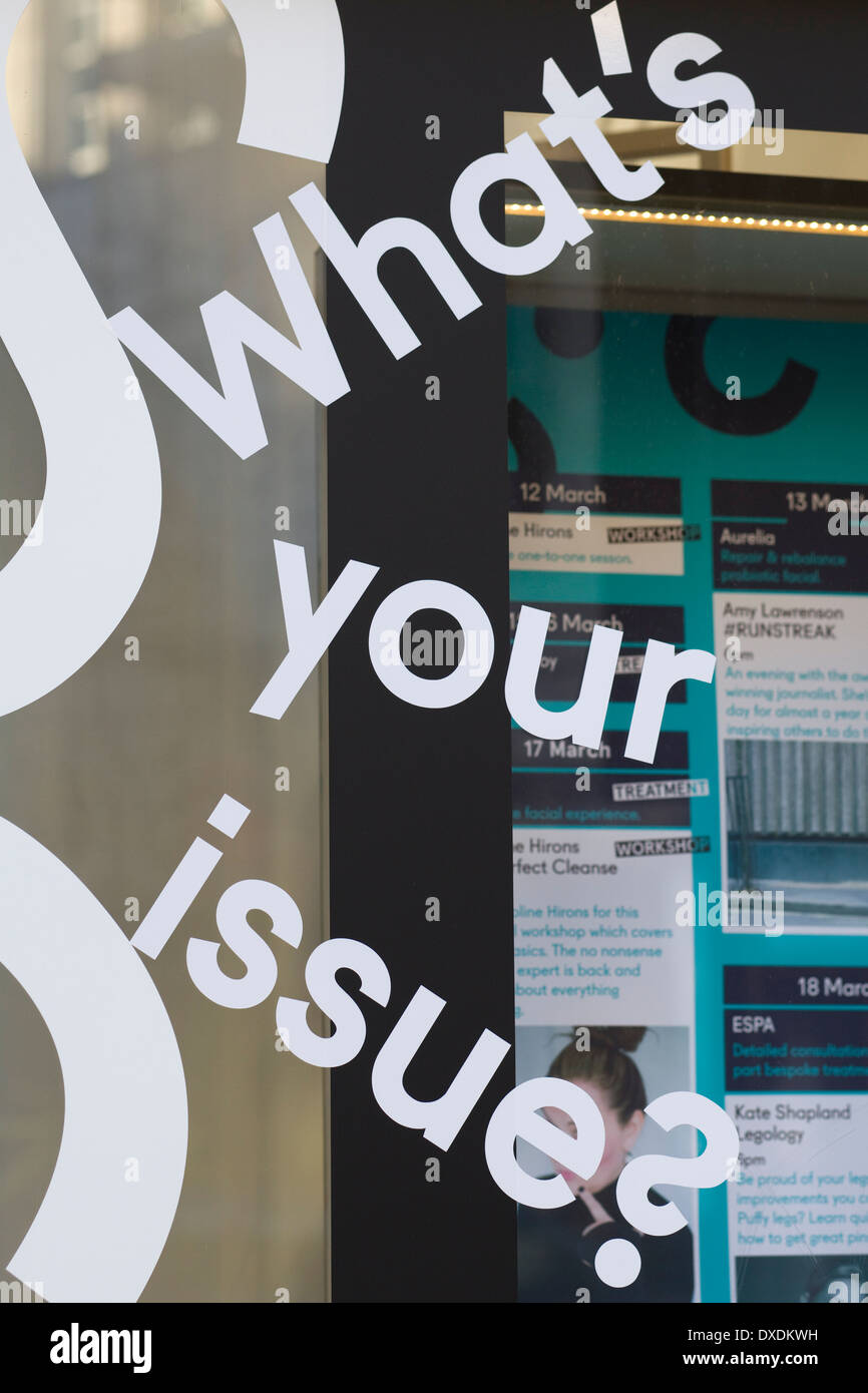 Was ist Ihr Problem? Schaufenster für das große Problem-Magazin Stockfoto