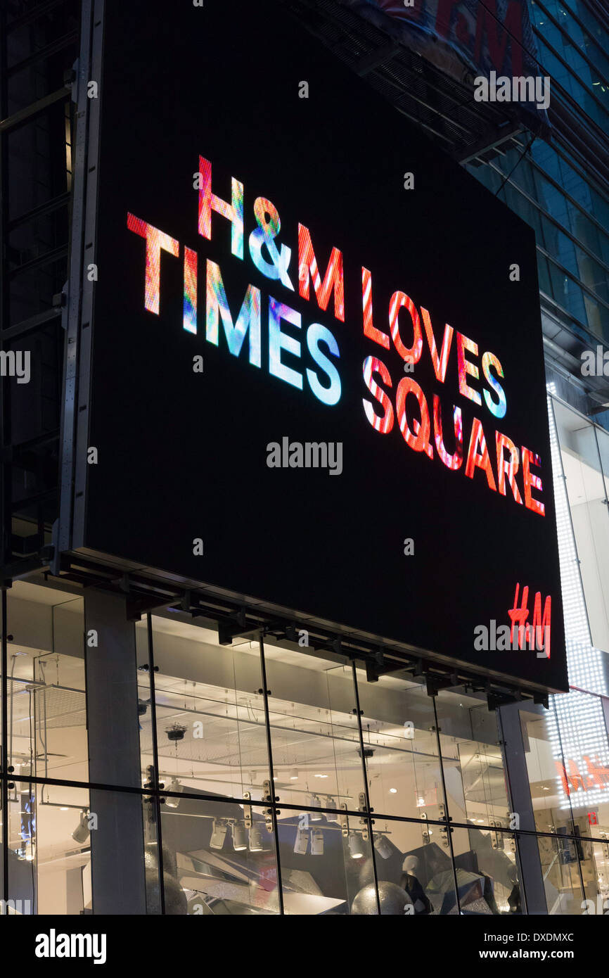 Plakatwände Leuchten Times Square bei Nacht, NYC Stockfoto