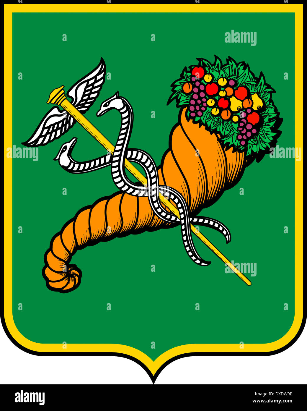 Wappen von der ukrainischen Stadt Charkiw. Stockfoto