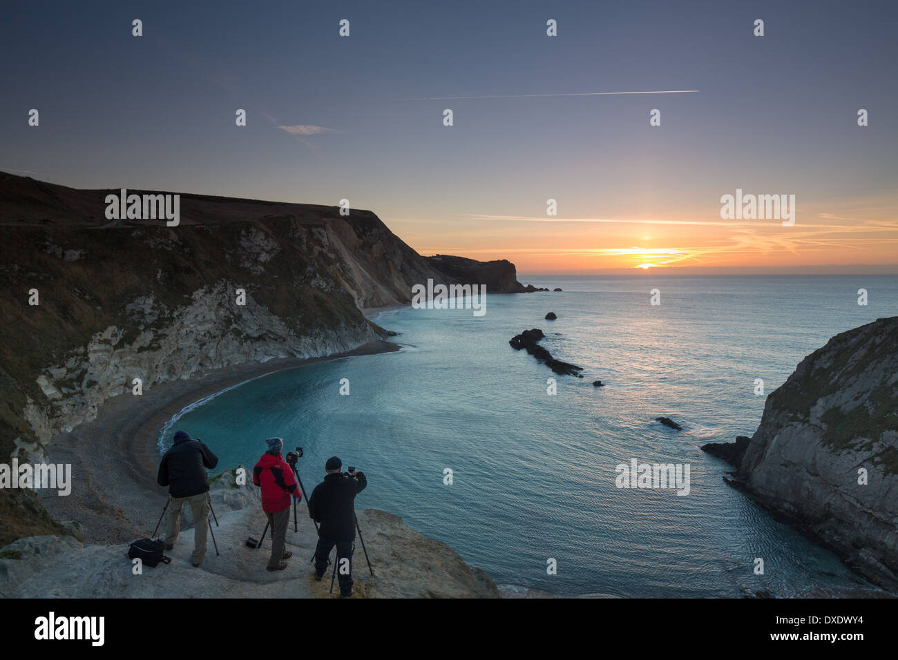 Fotografie-Studenten am Workshop, Mann O Krieg Bucht, Jurassic Coast, Dorset, England, UK Stockfoto