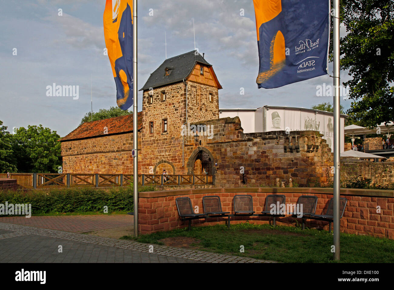 Burg, open-air-Theater, Bad Vilbel Festspielbezirk Kreisvorsitzender, Hessen, Deutschland Stockfoto