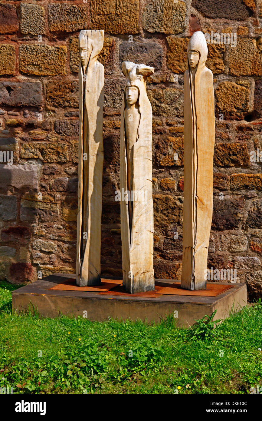 Stelen auf dem Burggraben, Bad Vilbel, Bezirk Kreisvorsitzender, Hessen, Deutschland Stockfoto