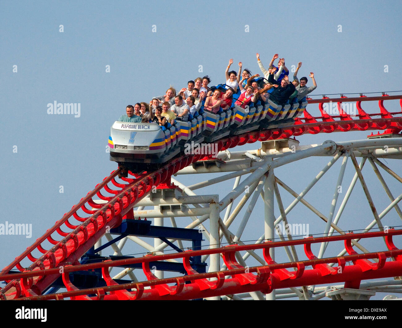 Genießen Sie die Big auf Blackpool Vergnügen Strand, N/W England fahren. Stockfoto