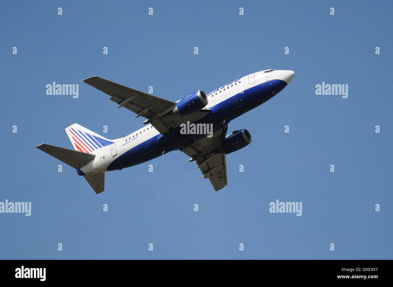 Flugmotor, Boeing 737 "Transaero" Stockfoto