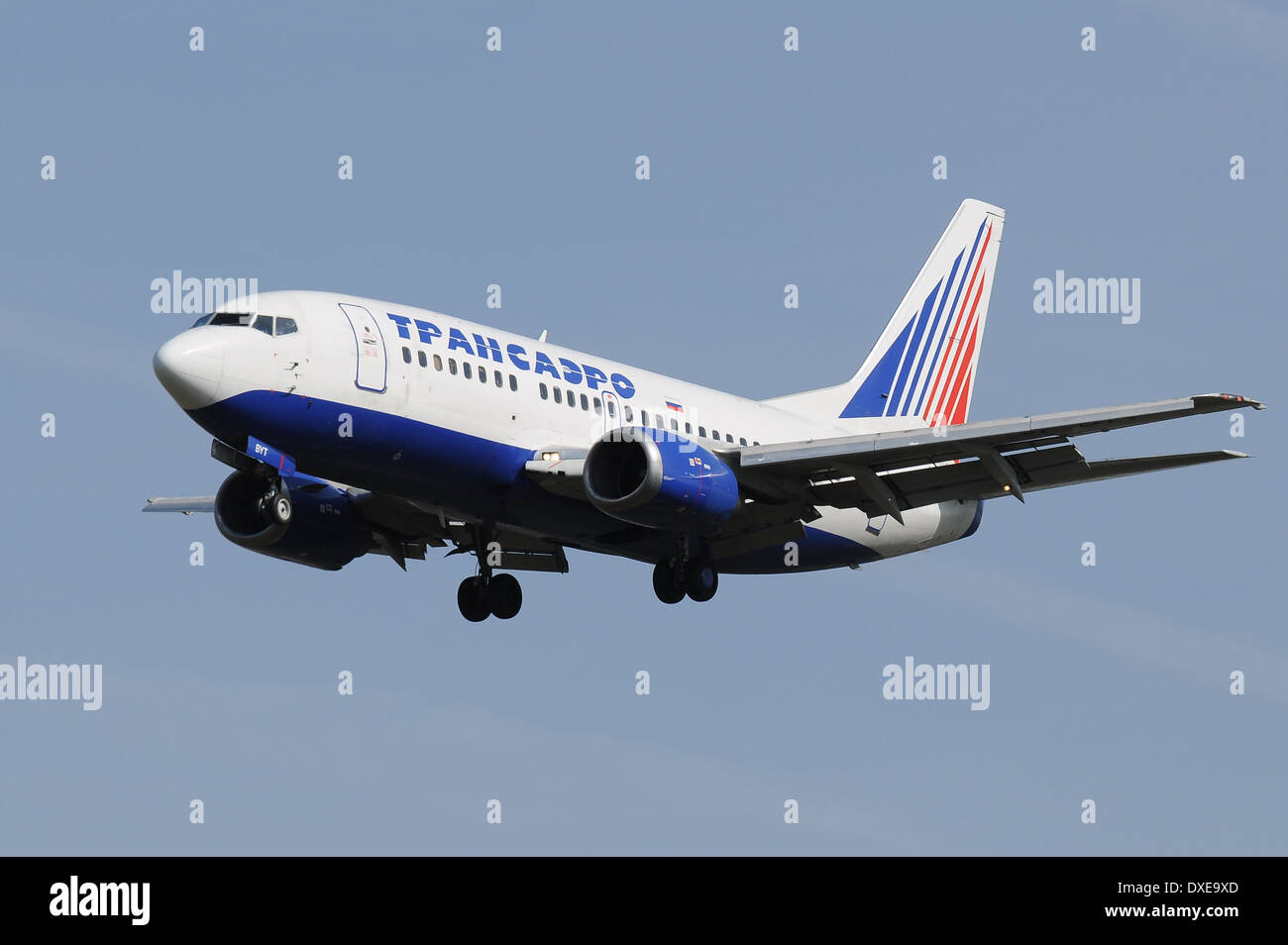 Flugmotor, Boeing 737 "Transaero" Stockfoto