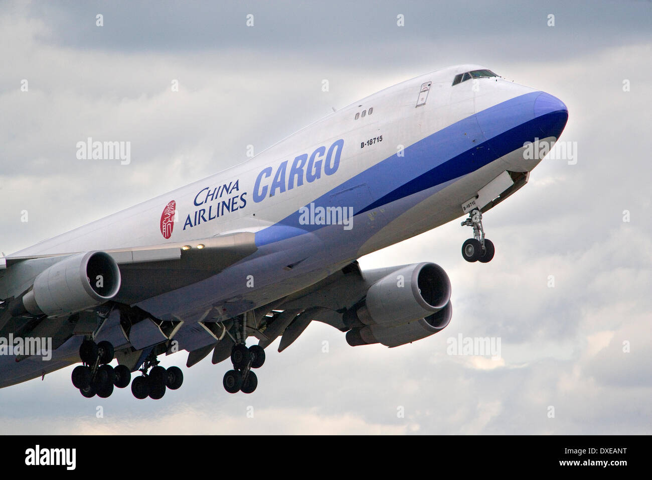 China Airlines Cargo Boeing 747-400F abhebt von Mann Stockfoto