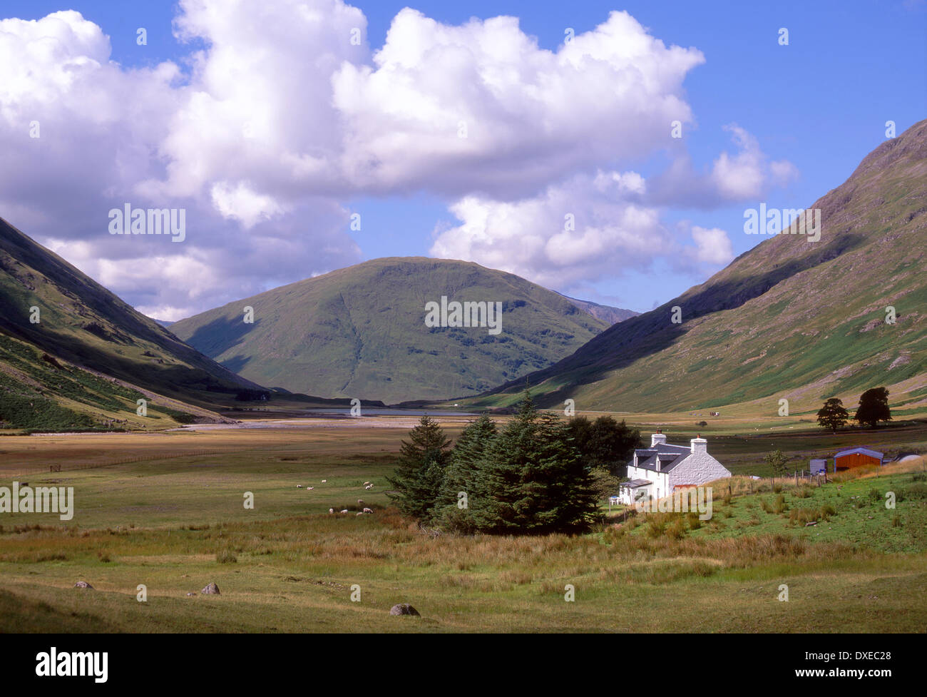 Bauernhof in den Pass von Glencoe, West Highlands. Stockfoto