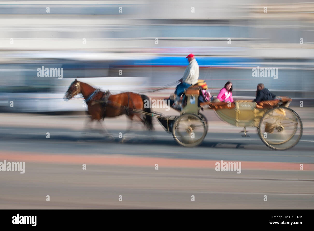 Pferd und Wagen, Blackpool. Stockfoto
