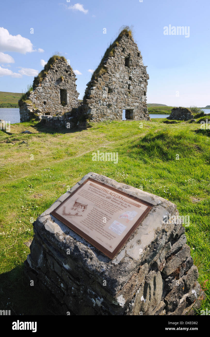 Ruine Kapelle auf Eilean Mor, Loch Finlaggan, Islay Stockfoto