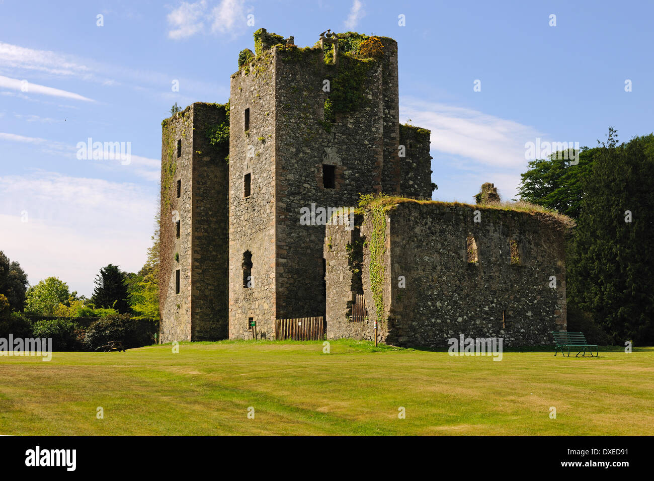 Ruinen der Burg Kennedy aus Gärten, Dumfries & Galloway, S/W-Schottland. Stockfoto
