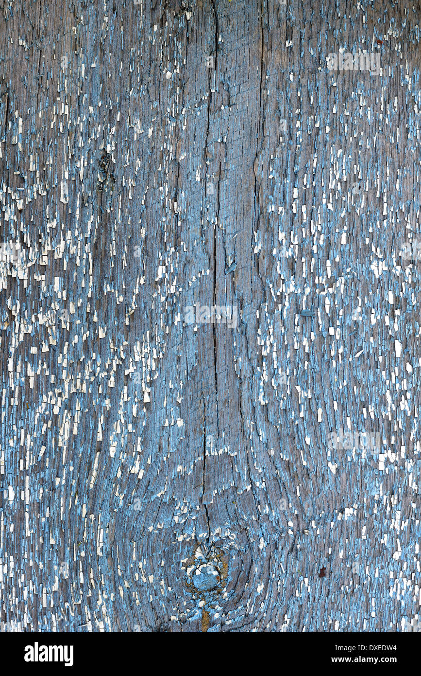 Alten Holzbrett mit abblätternde Farbe blau. Stockfoto