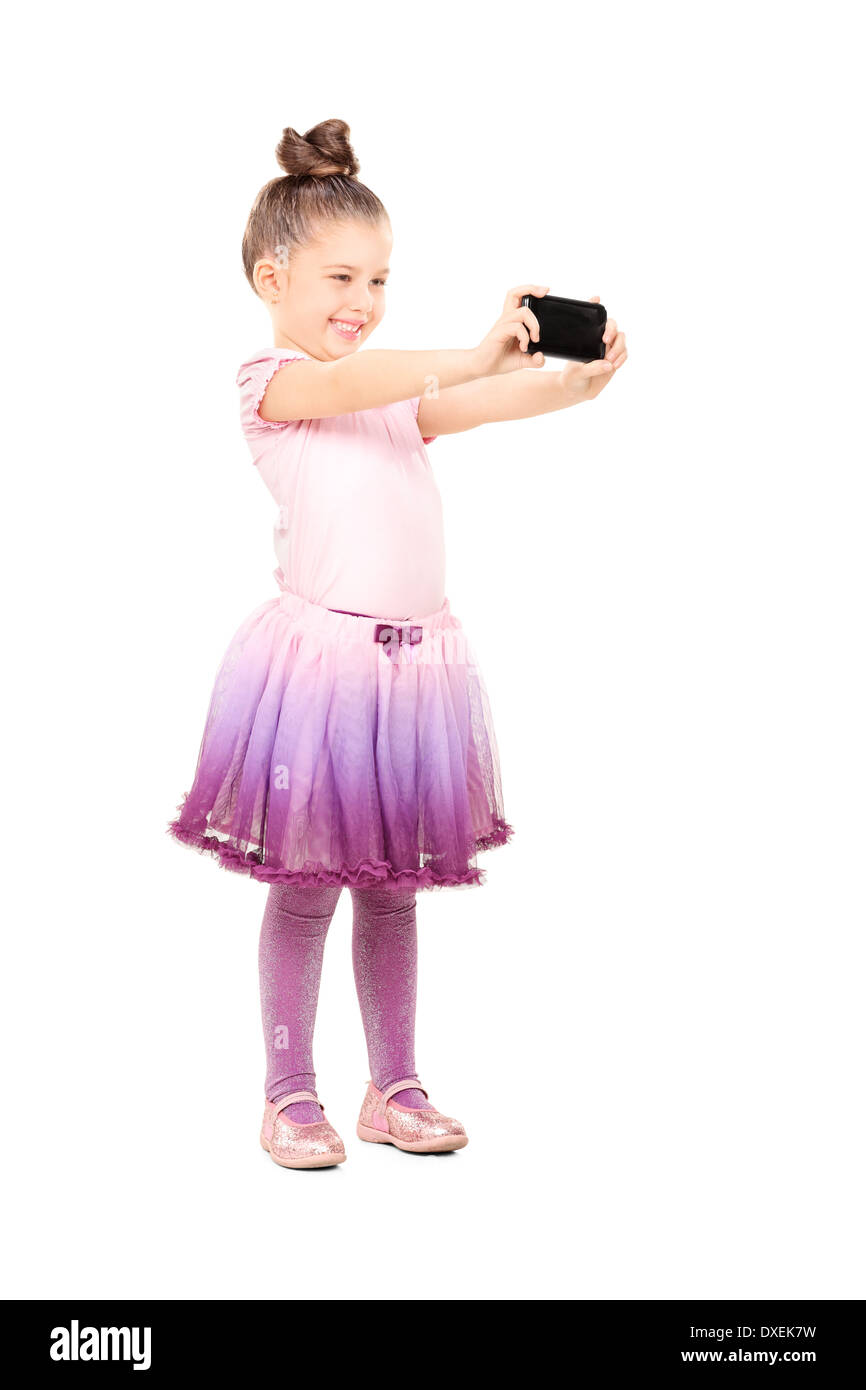 In voller Länge Portrait von kleine Ballerina, wobei ein Selbstporträt Stockfoto