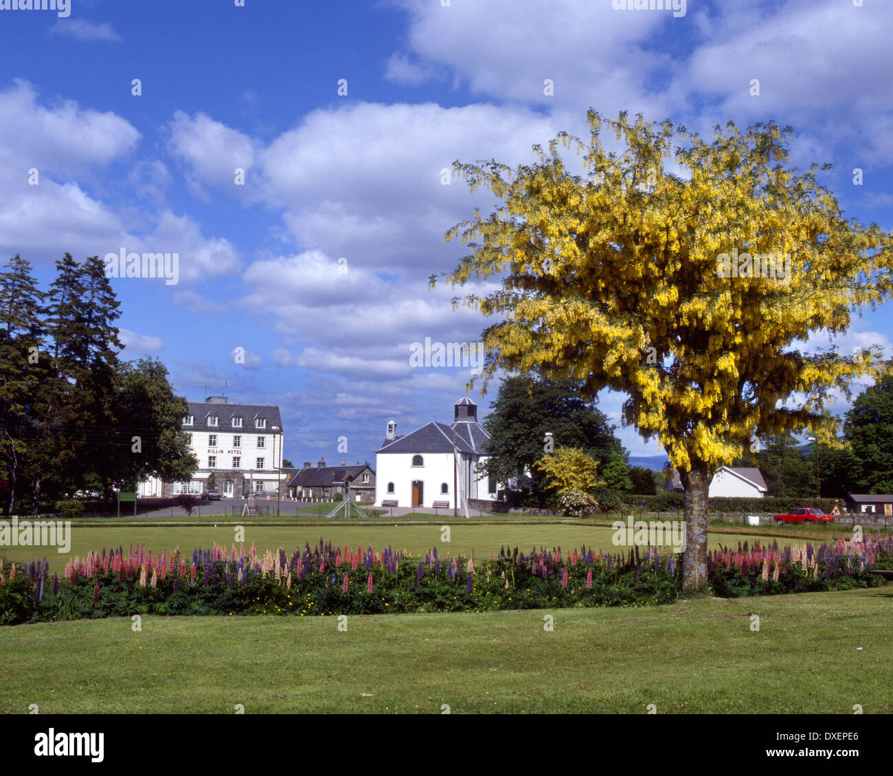 Frühling-Szene in dem historischen Dorf Killin, Perthshire. Stockfoto