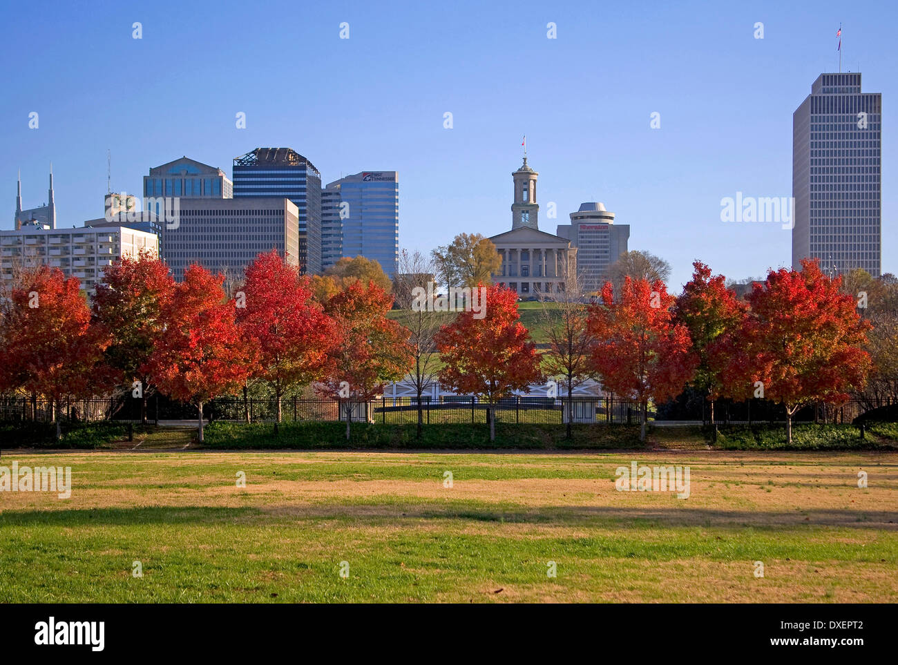 State Capitol Building von der Bicentennial Mall, Nashville, Tennessee, USA Stockfoto