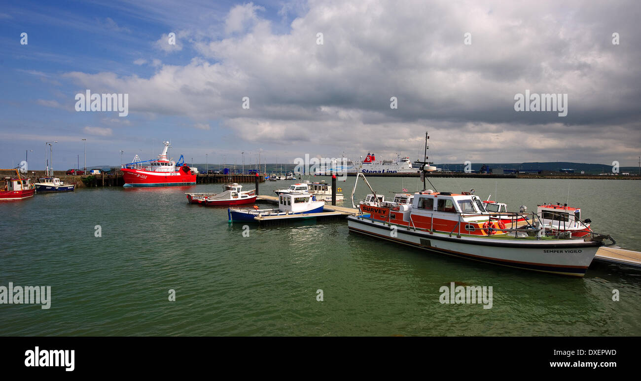 Tranraer Hafen von der Stadt, Wigtownshire, Süd-West-Schottland gesehen. Stockfoto