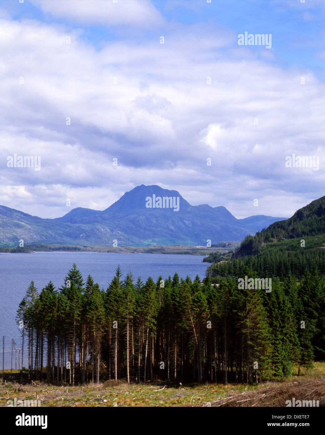 Ben Slioch und Loch Maree, North West Highlands. Stockfoto