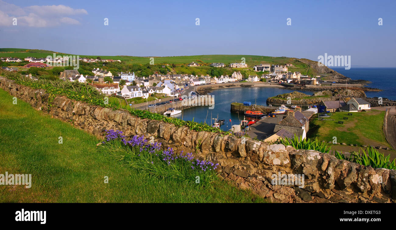 Aussicht auf Stadt und Hafen .rhins Portpatrick Galloway Küste, Wigtownshire, Süd-West-Schottland. Stockfoto