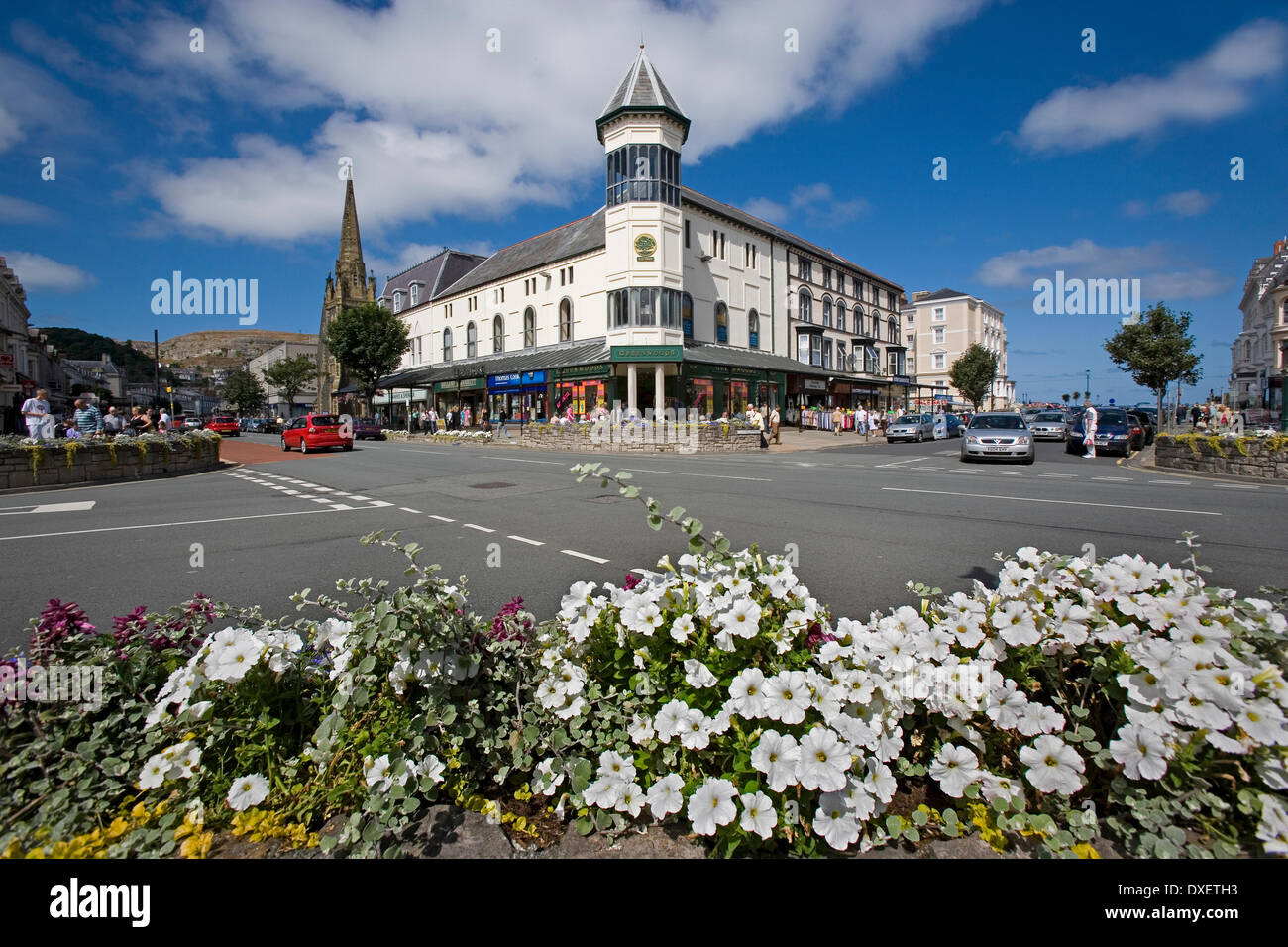 Die geschäftige Stadtzentrum Llandudno in Nord-Wales. Stockfoto